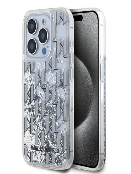 Karl Lagerfeld Liquid Glitter Monogram Gradient zadný kryt pre iPhone 15 Pro Max White Karl Lagerfeld