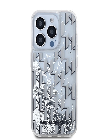 Karl Lagerfeld Liquid Glitter Monogram Gradient zadný kryt pre iPhone 15 Pro Max White Karl Lagerfeld