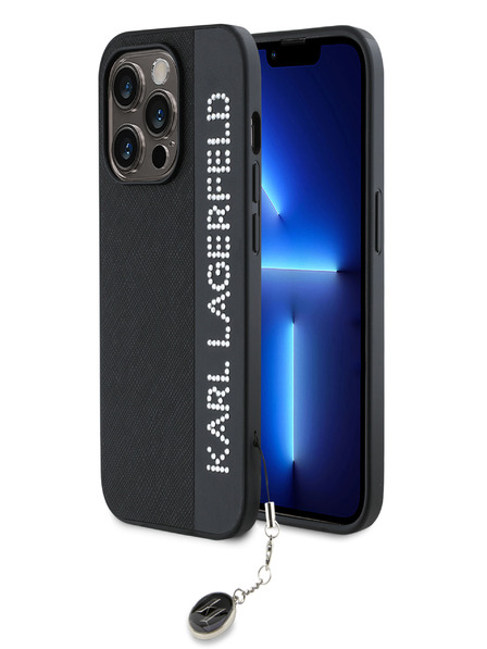 Karl Lagerfeld Karl Lagerfeld PU Saffiano Rhinestone Charm zadný kryt pre iPhone 14 Pro Max čierny