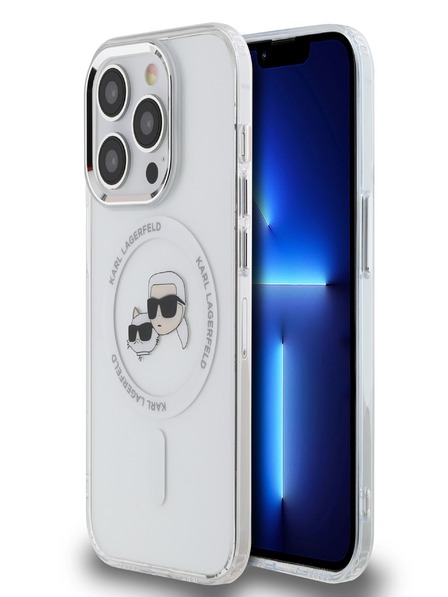Karl Lagerfeld Karl Lagerfeld IML K&CH Heads Metal Frame MagSafe zadný kryt pre iPhone 13 Pro Transparent