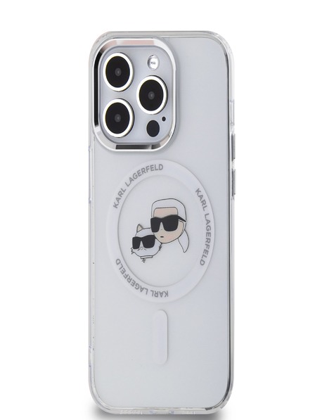 Karl Lagerfeld Karl Lagerfeld IML K&CH Heads Metal Frame MagSafe zadný kryt pre iPhone 13 Pro Transparent