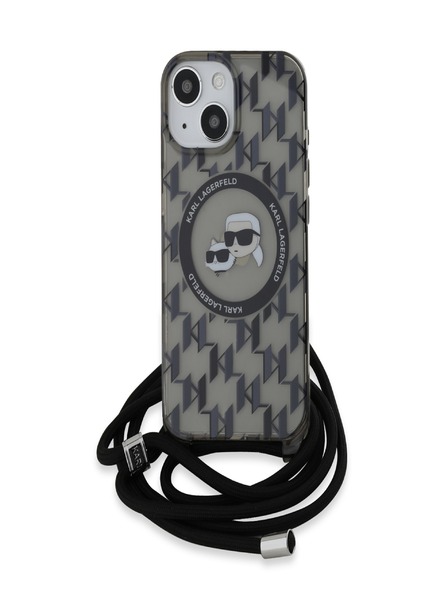 Karl Lagerfeld Karl Lagerfeld IML Monogram Crossbody K&CH Heads MagSafe zadný kryt pre iPhone 15 čierny