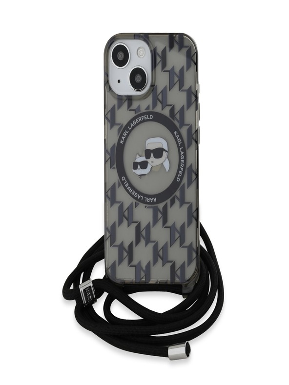 Karl Lagerfeld Karl Lagerfeld IML Monogram Crossbody K&CH Heads MagSafe zadný kryt pre iPhone 15 čierny