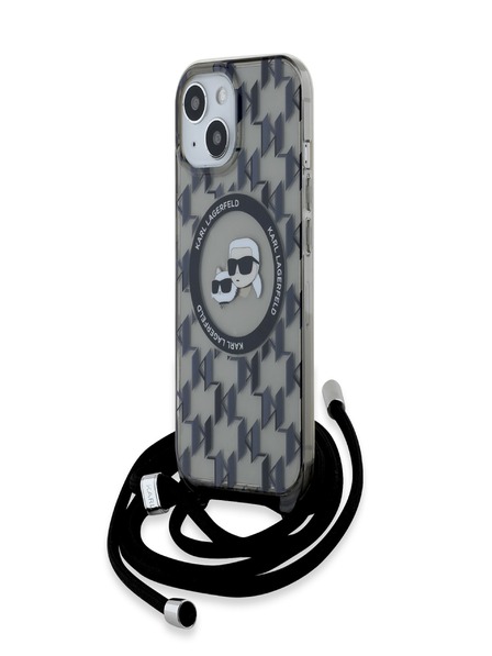 Karl Lagerfeld Karl Lagerfeld IML Monogram Crossbody K&CH Heads MagSafe zadný kryt pre iPhone 15 čierny
