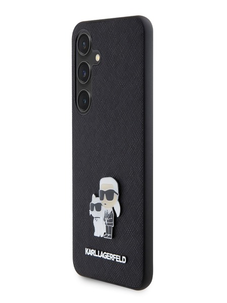 Karl Lagerfeld PU Saffiano Karl and Choupette kovový zadný kryt pre Samsung Galaxy S24 čierny Karl Lagerfeld