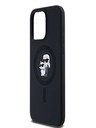 Karl Lagerfeld Tekutý silikón Karl a Choupette Magsafe zadný kryt pre iPhone 15 Pro Max čierny Karl Lagerfeld