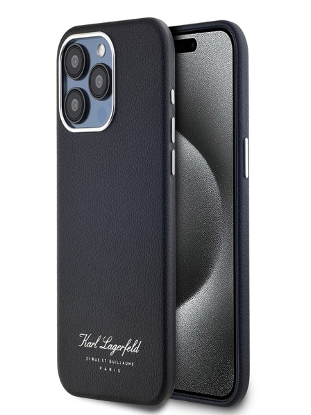 Karl Lagerfeld Grained PU Hotel RSG zadný kryt pre iPhone 15 Pro Max Black Karl Lagerfeld
