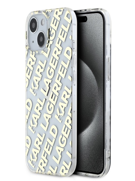 Karl Lagerfeld Karl Lagerfeld IML galvanizované opakované logo Zadný kryt pre iPhone 15 zlatý
