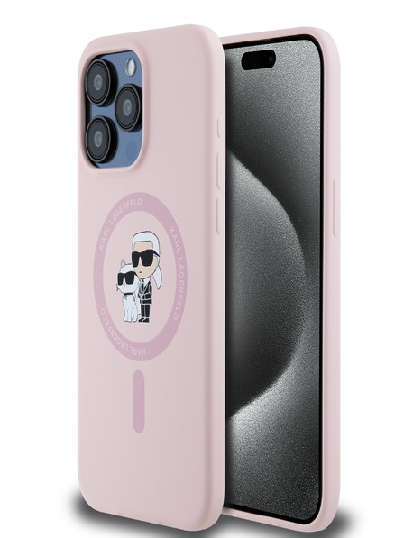 Karl Lagerfeld Tekutý silikónový kryt Karl and Choupette Magsafe Back Cover pre iPhone 14 Pro Max Pink Karl Lagerfeld