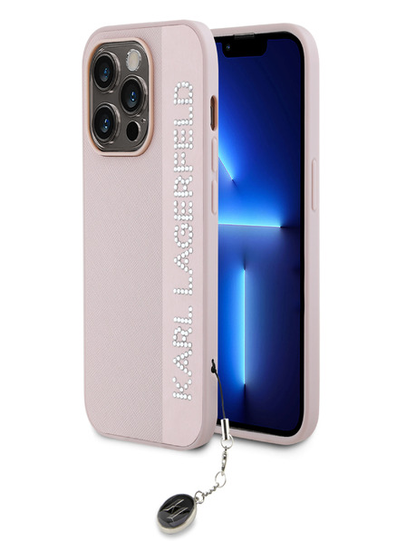 Karl Lagerfeld Karl Lagerfeld PU Saffiano zadný kryt s kamienkovým šarmom pre iPhone 14 Pro Max ružový
