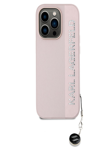 Karl Lagerfeld Karl Lagerfeld PU Saffiano zadný kryt s kamienkovým šarmom pre iPhone 14 Pro Max ružový