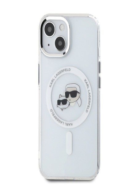 Karl Lagerfeld Karl Lagerfeld IML K&CH Heads Metal Frame MagSafe zadný kryt pre iPhone 15 Transparent