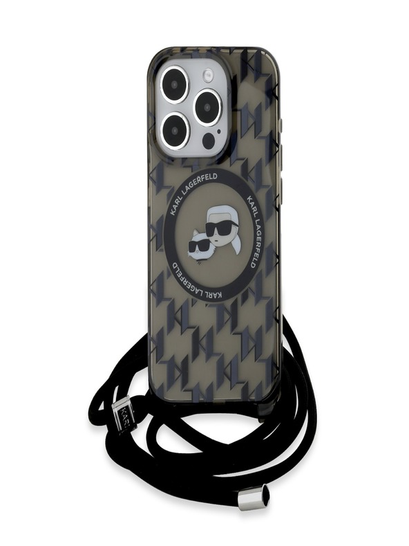 Karl Lagerfeld Karl Lagerfeld IML Monogram Crossbody K&CH Heads MagSafe zadný kryt pre iPhone 15 Pro Max Black