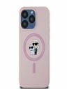 Karl Lagerfeld Tekutý silikónový zadný kryt Karl and Choupette Magsafe pre iPhone 15 Pro Max Pink Karl Lagerfeld