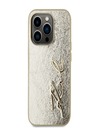 Karl Lagerfeld Vrásčitý zadný kryt PU Signature Logo pre iPhone 15 Pro Gold Karl Lagerfeld