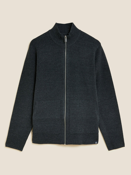 Marks & Spencer Tmavosivý pánsky sveter na zips Marks & Spencer