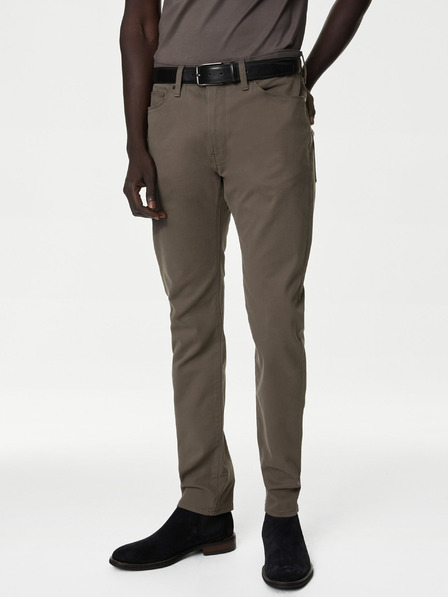 Marks & Spencer Hnedé pánske nohavice slim fit Marks & Spencer