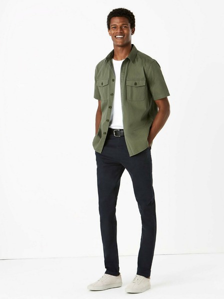 Marks & Spencer Nohavice Marks & Spencer Stretch Chino Slim Fit Pants Navy Blue