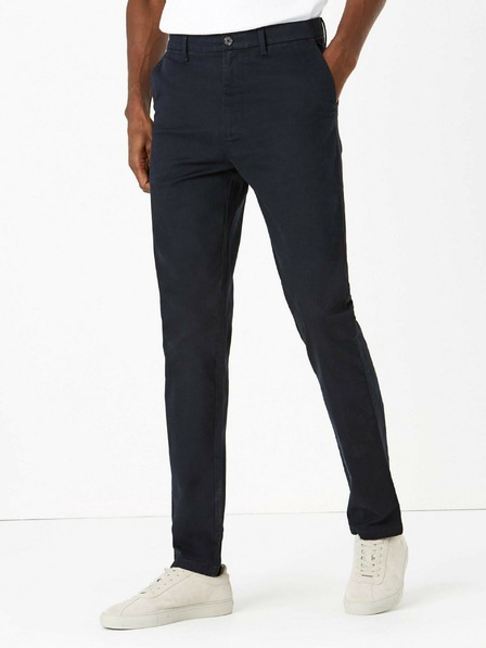 Marks & Spencer Nohavice Marks & Spencer Stretch Chino Slim Fit Pants Navy Blue