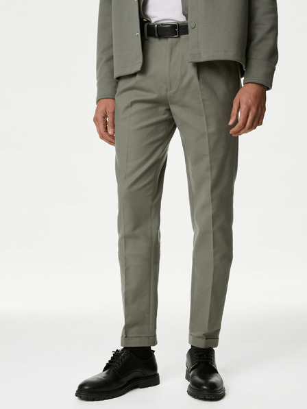 Marks & Spencer Zelené pánske elastické chino nohavice Marks & Spencer