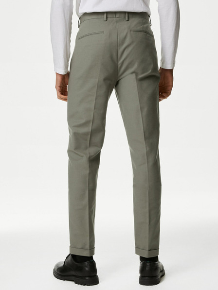 Marks & Spencer Zelené pánske elastické chino nohavice Marks & Spencer