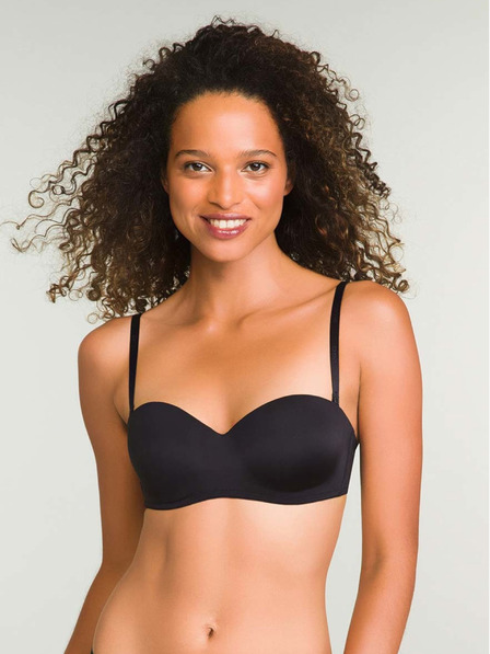 DIM Čierna dámska podprsenka Dim WIREFREE STRAPLESS BRA