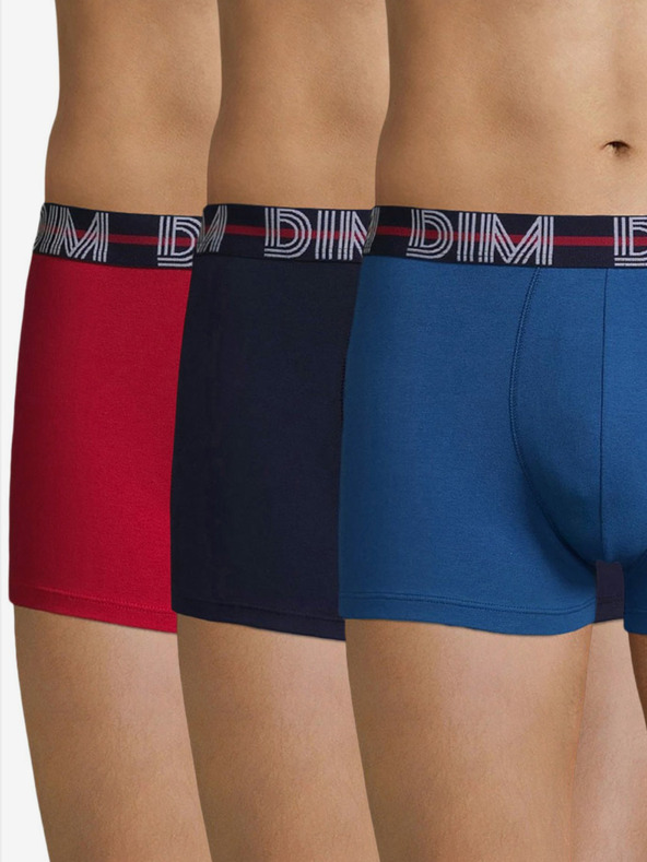 DIM Súprava troch pánskych boxeriek v červenej a modrej farbe Dim POWERFUL BOXERS