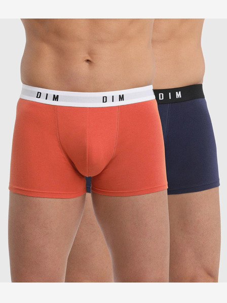 DIM Súprava dvoch pánskych boxeriek v oranžovej a tmavomodrej farbe Dim BOXER ORIGINAL 2x