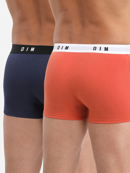 DIM Súprava dvoch pánskych boxeriek v oranžovej a tmavomodrej farbe Dim BOXER ORIGINAL 2x