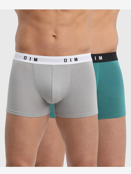 DIM Súprava dvoch pánskych boxeriek v sivej a zelenej farbe Dim BOXER ORIGINAL 2x