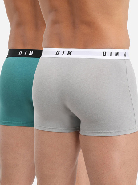 DIM Súprava dvoch pánskych boxeriek v sivej a zelenej farbe Dim BOXER ORIGINAL 2x
