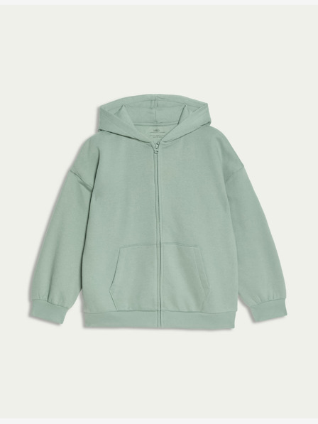 Marks & Spencer Marks & Spencer zelená mikina s kapucňou so zapínaním na zips a vysokým obsahom bavlny (6-16 rokov)
