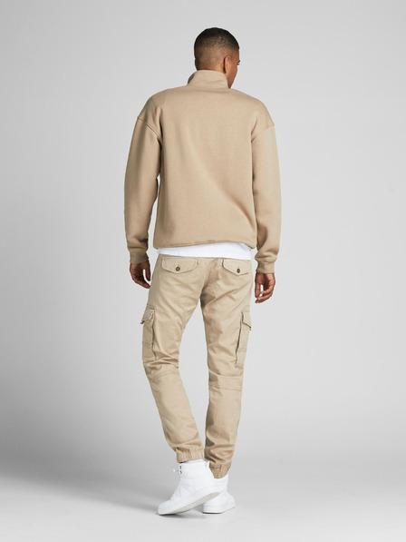Jack & Jones Béžové pánske nohavice Jack & Jones Paul s vreckami