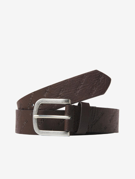 Jack & Jones Tmavohnedý pánsky opasok Jack & Jones Charry so vzorom