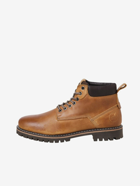 Jack & Jones Hnedé pánske kožené členkové topánky Jack & Jones Queens