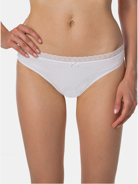 Bellinda Biele dámske nohavičky s čipkovaným detailom Bellinda FANCY COTTON MINISLIP