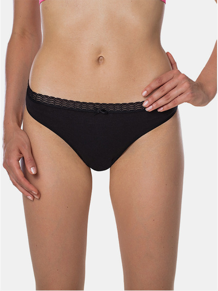 Bellinda Čierne dámske nohavičky s čipkovaným detailom Bellinda FANCY COTTON MINISLIP