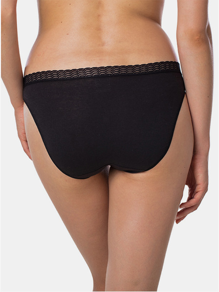 Bellinda Čierne dámske nohavičky s čipkovaným detailom Bellinda FANCY COTTON MINISLIP
