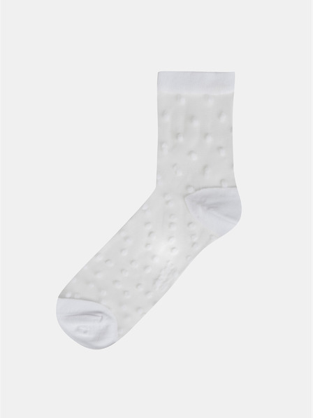 Bellinda Biele dámske bodkované hodvábne ponožky Bellinda TRENDY SOCKS