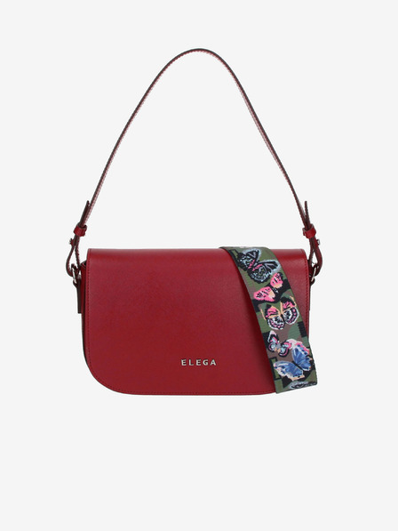 Elega Červená dámska kožená crossbody kabelka ELEGA Farfalle