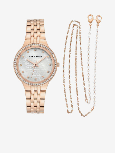 Anne Klein Súprava hodiniek a retiazky Anne Klein z ružového zlata
