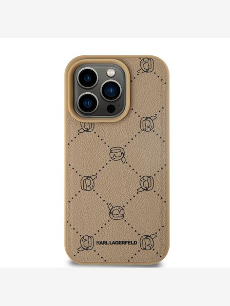 Karl Lagerfeld PU Karl Heads Pattern Magsafe zadný kryt pre iPhone 15 Pro Beige Karl Lagerfeld