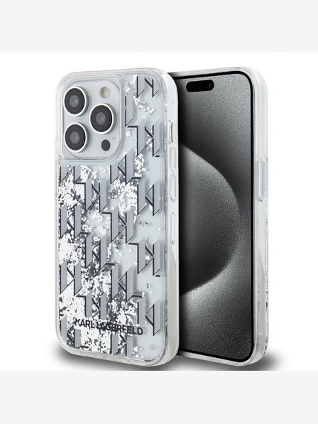 Karl Lagerfeld Zadný kryt Liquid Glitter Monogram Gradient pre iPhone 14 Pro Max White Karl Lagerfeld