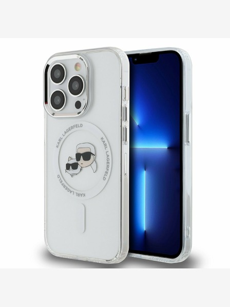 Karl Lagerfeld Karl Lagerfeld IML K&CH Heads Metal Frame MagSafe zadný kryt pre iPhone 15 Pro Max Transparent