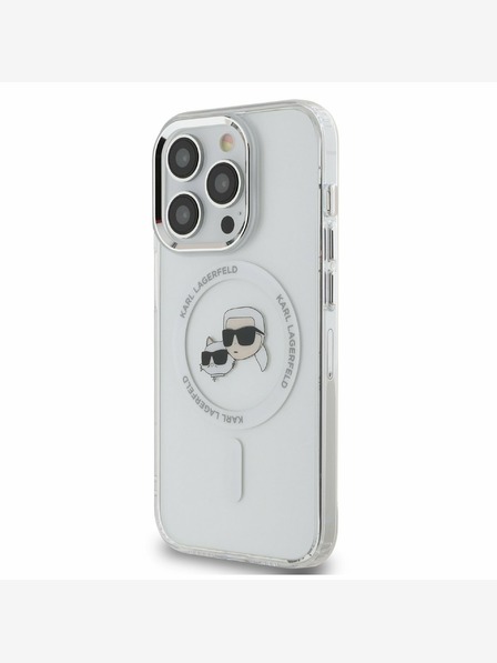 Karl Lagerfeld Karl Lagerfeld IML K&CH Heads Metal Frame MagSafe zadný kryt pre iPhone 15 Pro Max Transparent