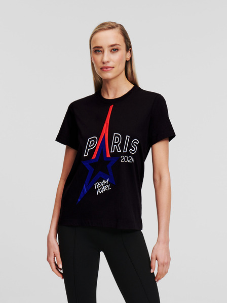 Karl Lagerfeld Čierne dámske tričko KARL LAGERFELD Paris