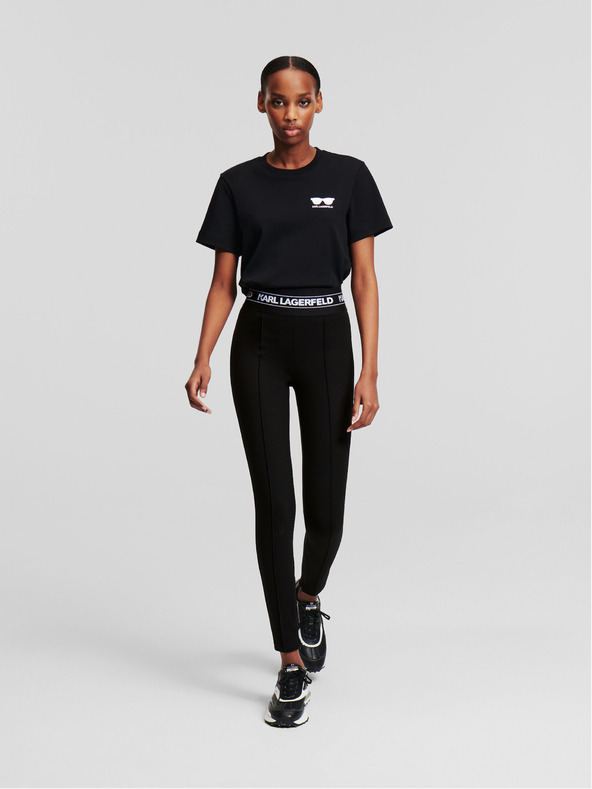 Karl Lagerfeld Čierne dámske legíny KARL LAGERFELD Logo