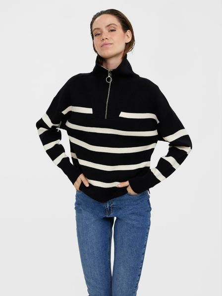 Vero Moda Krémovo-čierny pruhovaný sveter VERO MODA Saba