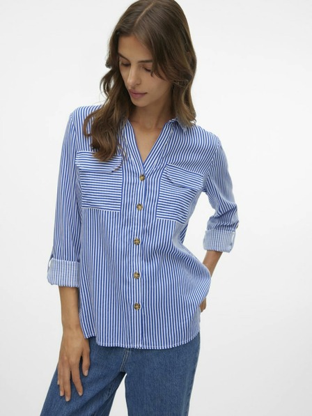 Vero Moda Bielo-modré dámske pruhované tričko Vero Moda Bumpy