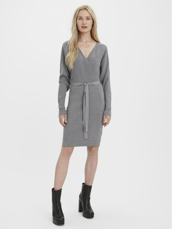Vero Moda Šedé dámske svetrové šaty Vero Moda Hollyrem